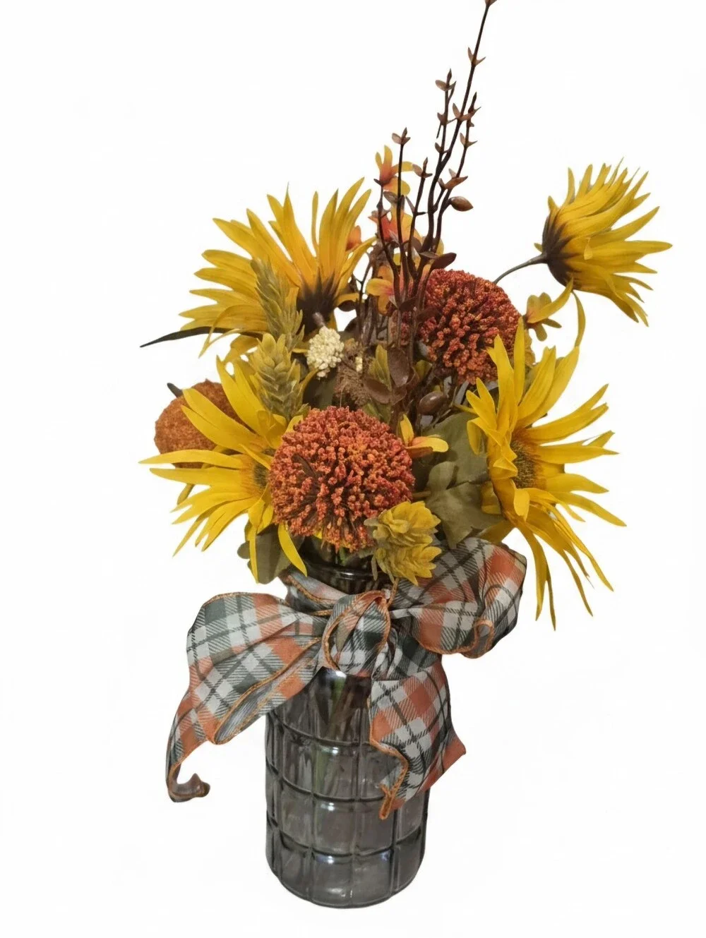 Autumn Sunflower & Pumpkin Decorative Arrangement - Fall Home Accent